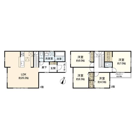 宝塚市山本西2丁目【新築戸建】2号棟 間取図(平面図) 宝塚市山本西2丁目【新築戸建】2号棟 間取図(平面図)