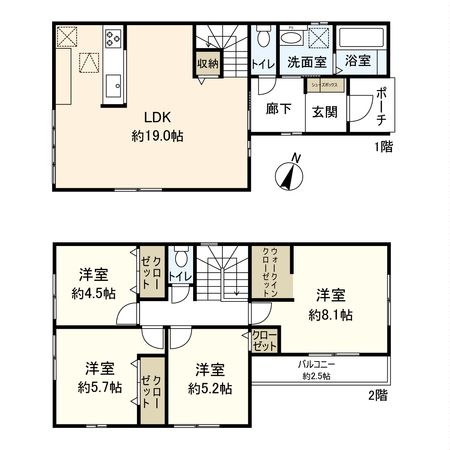 宝塚市山本西2丁目【新築戸建】3号棟 間取図(平面図) 宝塚市山本西2丁目【新築戸建】3号棟 間取図(平面図)