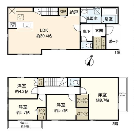 宝塚市山本西2丁目【新築戸建】4号棟 間取図(平面図) 宝塚市山本西2丁目【新築戸建】4号棟 間取図(平面図)