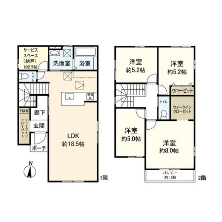 宝塚市末成町【新築戸建】4号地 間取図(平面図) 間取図(平面図)