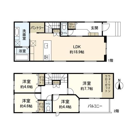 宝塚市高司2丁目【新築戸建】<1号地> 間取図(平面図)
