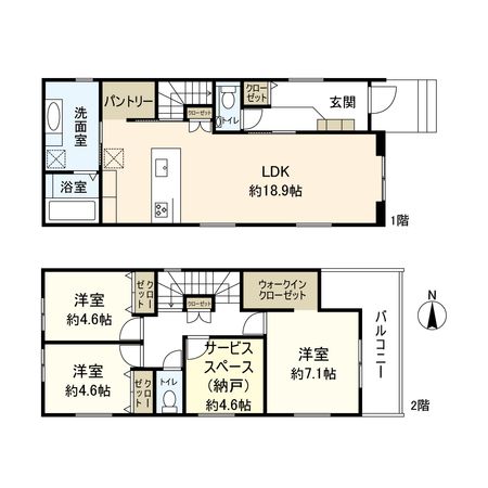宝塚市高司2丁目【新築戸建】<2号地> 間取図(平面図)