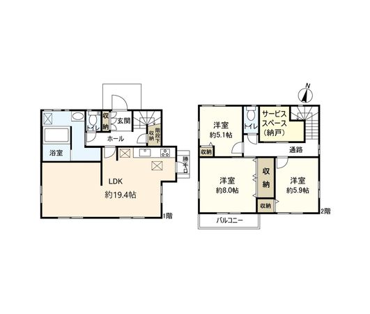 宝塚市売布1丁目【戸建】 間取図(平面図) 宝塚市売布1丁目【戸建】 間取図(平面図)