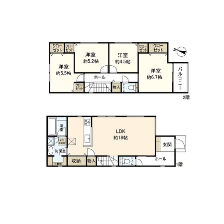 神戸市北区鹿の子台北町5丁目【新築戸建】<4号地> 間取図(平面図) 間取図(平面図)