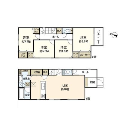 神戸市北区鹿の子台北町5丁目【新築戸建】<5号地> 間取図(平面図) 間取図(平面図)