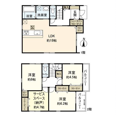 宝塚市大吹町【新築戸建】 間取図(平面図) 宝塚市大吹町【新築戸建】 間取図(平面図)