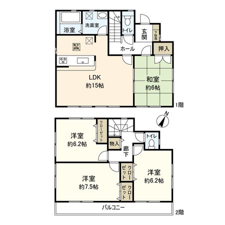 宝塚市山本丸橋3丁目【戸建】 間取図(平面図) 宝塚市山本丸橋3丁目【戸建】 間取図(平面図)