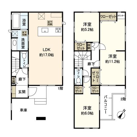 宝塚市泉町【新築戸建】 間取図(平面図) 宝塚市泉町【新築戸建】 間取図(平面図)