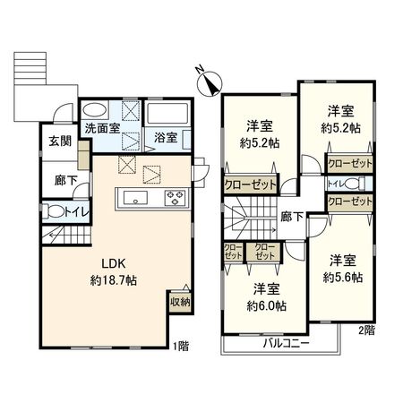 宝塚市宝梅3丁目B号地【新築戸建】 間取図(平面図)