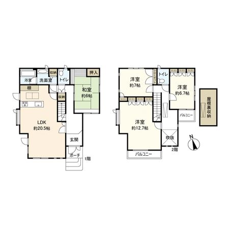 宝塚市光ガ丘2丁目【戸建】 間取図(平面図) 間取図(平面図)