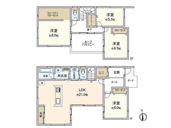 西宮市北六甲台4丁目【新築戸建】 間取図(平面図) 間取図(平面図)