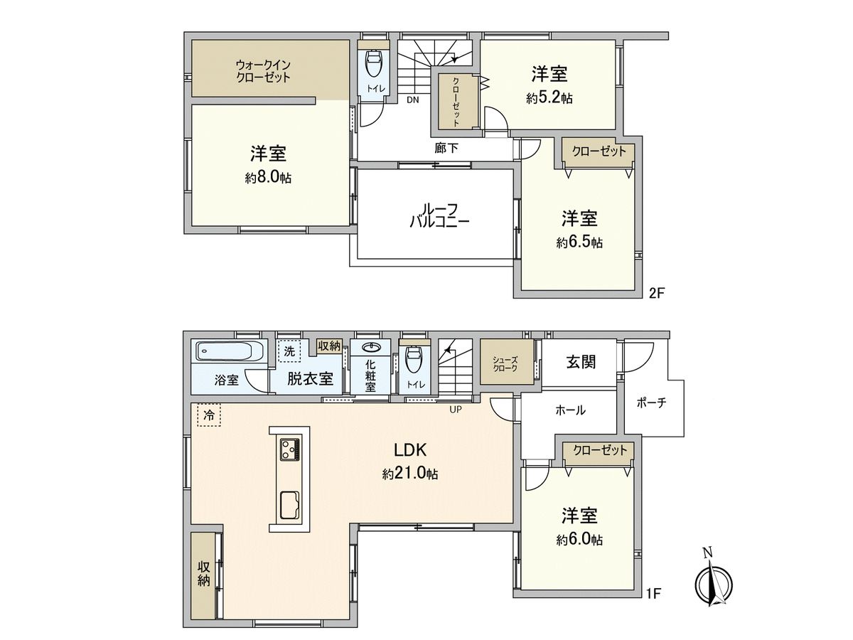 西宮市北六甲台4丁目【新築戸建】 間取図(平面図) 間取図(平面図)