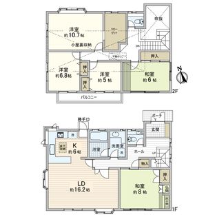 西宮市名塩南台2丁目【戸建】 間取図(平面図) 間取図(平面図)
