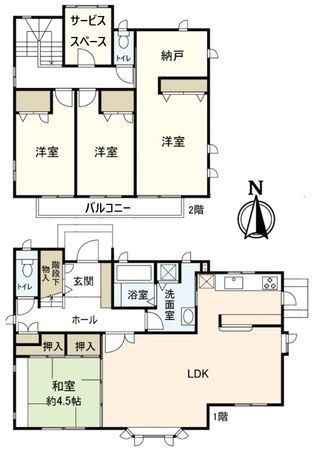 西宮市名塩南台3丁目【戸建】 間取図(平面図) 西宮市名塩南台3丁目【戸建】 間取図(平面図)