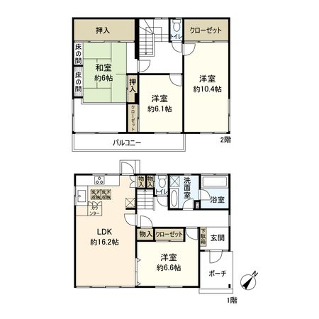宝塚市光ガ丘1丁目【戸建】 間取図(平面図) 宝塚市光ガ丘1丁目【戸建】 間取図(平面図)