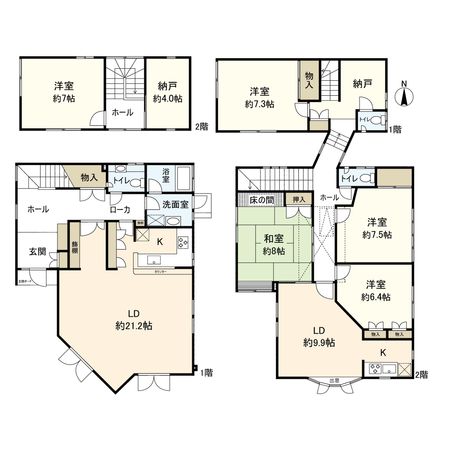 宝塚市御殿山2丁目【戸建】 間取図(平面図) 宝塚市御殿山2丁目【戸建】 間取図(平面図)