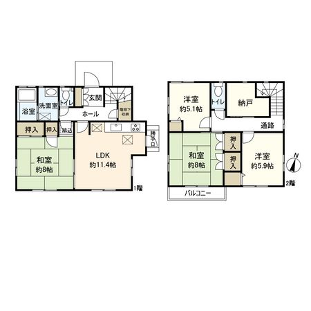 宝塚市売布1丁目【戸建】 間取図(平面図) 宝塚市売布1丁目【戸建】 間取図(平面図)