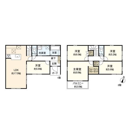 宝塚市安倉北2丁目1期2号棟【新築戸建】 間取図(平面図) 宝塚市安倉北2丁目1期2号棟【新築戸建】 間取図(平面図)