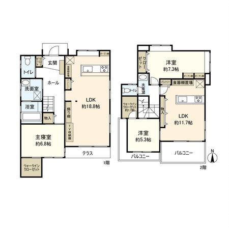 宝塚市南口2丁目【戸建】 間取図(平面図)