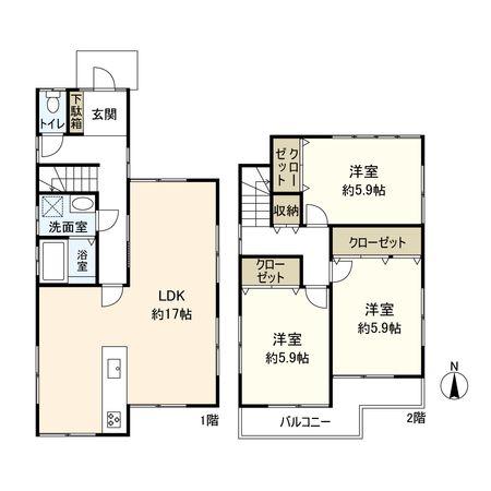 宝塚市米谷1丁目【戸建】 間取図(平面図) 宝塚市米谷1丁目【戸建】 間取図(平面図)