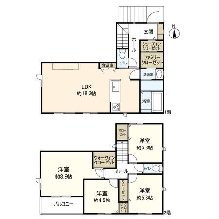 宝塚市売布きよしが丘 A号地新築戸建 間取図(平面図) 宝塚市売布きよしが丘 A号地新築戸建 間取図(平面図)