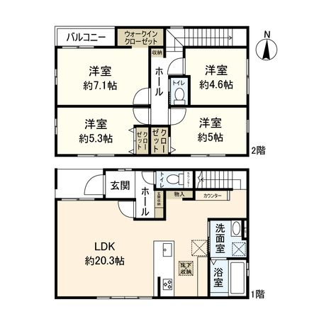 宝塚市福井町【新築戸建】1号地 間取図(平面図) 宝塚市福井町【新築戸建】1号地 間取図(平面図)