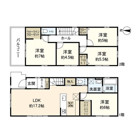 宝塚市福井町【新築戸建】2号地 間取図(平面図) 宝塚市福井町【新築戸建】2号地 間取図(平面図)