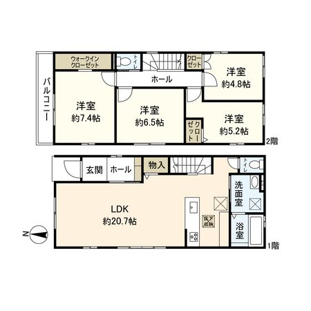 宝塚市福井町【新築戸建】4号地 間取図(平面図) 宝塚市福井町【新築戸建】4号地 間取図(平面図)