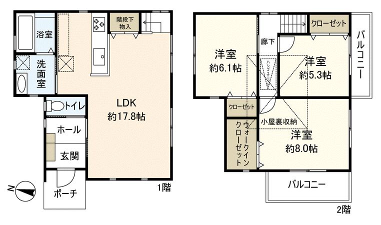 宝塚市安倉西2丁目【戸建】 間取図(平面図) 宝塚市安倉西2丁目【戸建】 間取図(平面図)