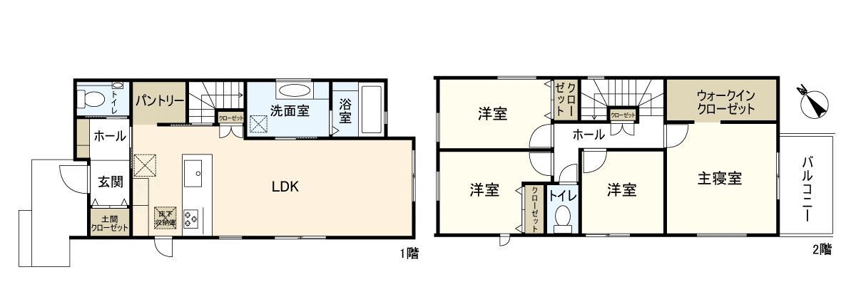 宝塚市売布ガ丘【新築戸建】1号地 間取図(平面図) 宝塚市売布ガ丘【新築戸建】1号地 間取図(平面図)