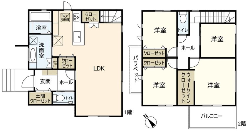 宝塚市売布ガ丘【新築戸建】2号地 間取図(平面図) 宝塚市売布ガ丘【新築戸建】2号地 間取図(平面図)