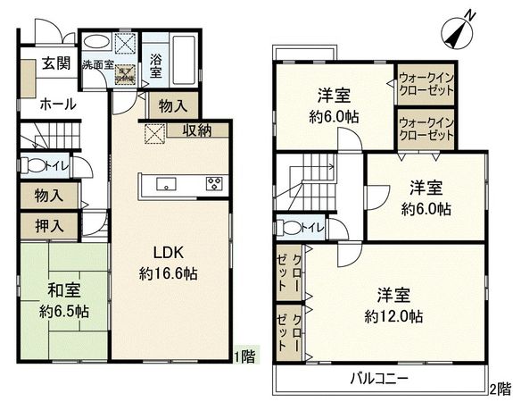 宝塚市売布自由ガ丘【戸建】 間取図(平面図) 宝塚市売布自由ガ丘【戸建】 間取図(平面図)