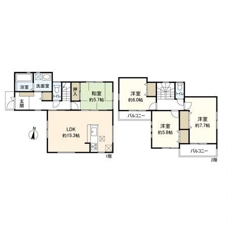 宝塚市安倉北1号棟 新築戸建 間取図(平面図)