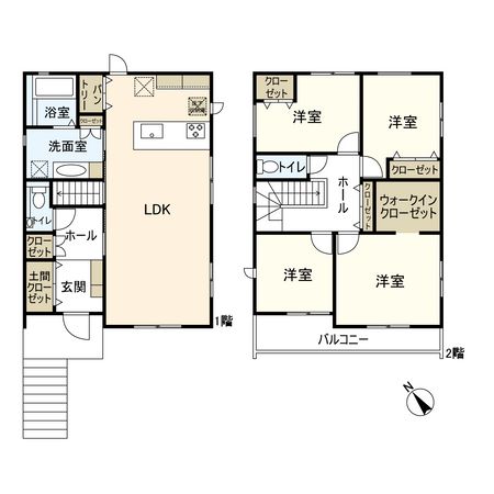 宝塚市売布ガ丘【新築戸建】3号地 間取図(平面図) 宝塚市売布ガ丘【新築戸建】3号地 間取図(平面図)