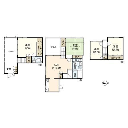 宝塚市中筋山手2丁目【戸建】 間取図(平面図) 宝塚市中筋山手2丁目【戸建】 間取図(平面図)