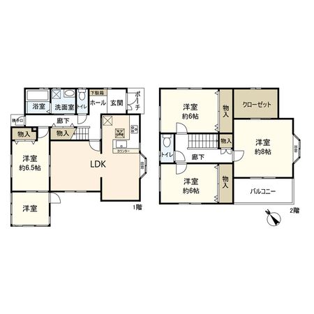 神戸市北区道場町生野【戸建】 間取図(平面図) 間取図(平面図)