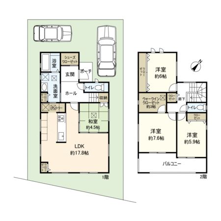 宝塚市清荒神2丁目【戸建】 間取図(平面図) 宝塚市清荒神2丁目【戸建】 間取図(平面図)