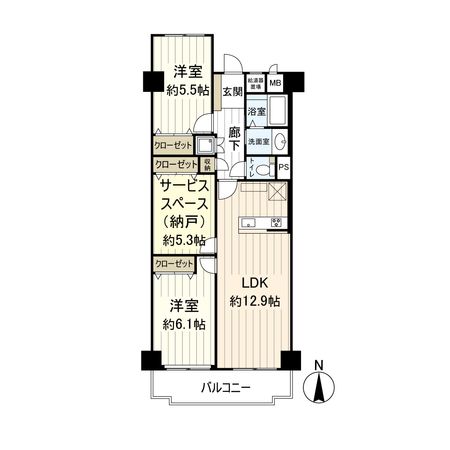 サンハイツ逆瀬川 A棟 間取図(平面図) 間取図(平面図)