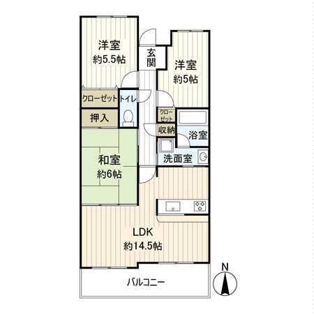西宮名塩グリーンマンション 間取図(平面図)