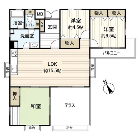 シェラビア東山台二番街 211号棟 間取図(平面図) 間取図(平面図)