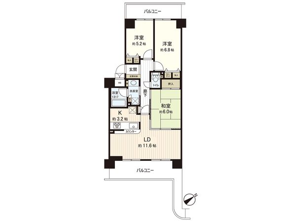 グランドール逆瀬川 間取図(平面図) 間取図(平面図)