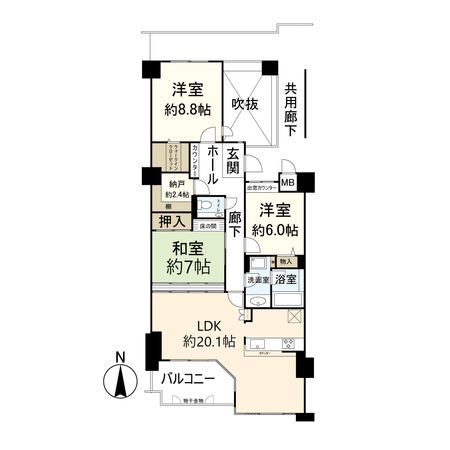 ラ・ビスタ宝塚 ウエストウイング二番館 間取図(平面図) ラ・ビスタ宝塚 ウエストウイング二番館 間取図(平面図)