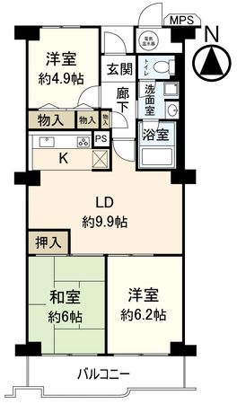 サンハイツ宝塚五月台 A棟 間取図(平面図)