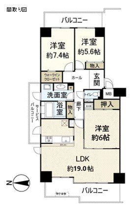 ラ・ビスタ宝塚 ウエストウイング三番館 間取図(平面図) ラ・ビスタ宝塚 ウエストウイング三番館 間取図(平面図)