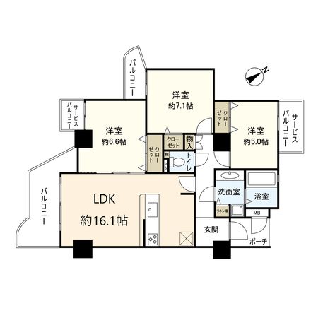 花のみち 1番館 間取図(平面図)