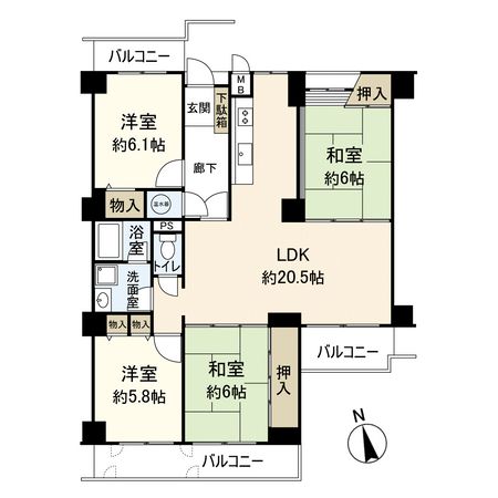 宝塚売布コーポラス 間取図(平面図)