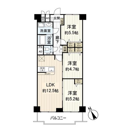 カルム宝塚 間取図(平面図) カルム宝塚 間取図(平面図)