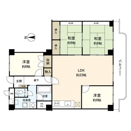逆瀬川グリーンハイツ B棟 間取図(平面図)