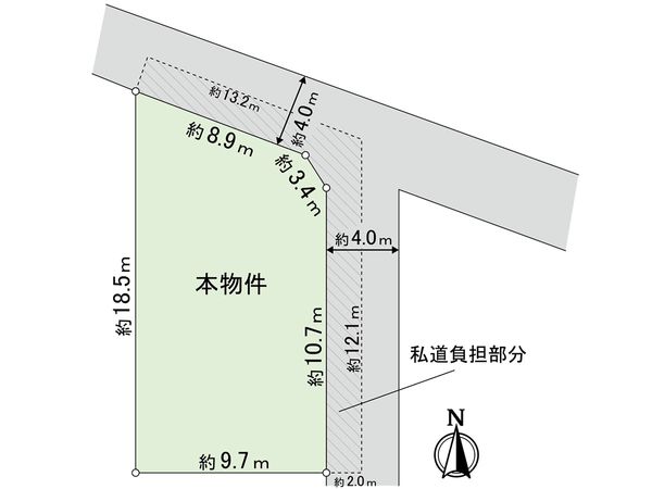 下大市西町 古家付き土地 区画図 下大市西町 古家付き土地 区画図
