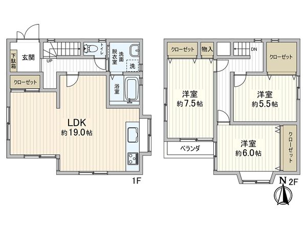荒木町 中古戸建 間取図(平面図)